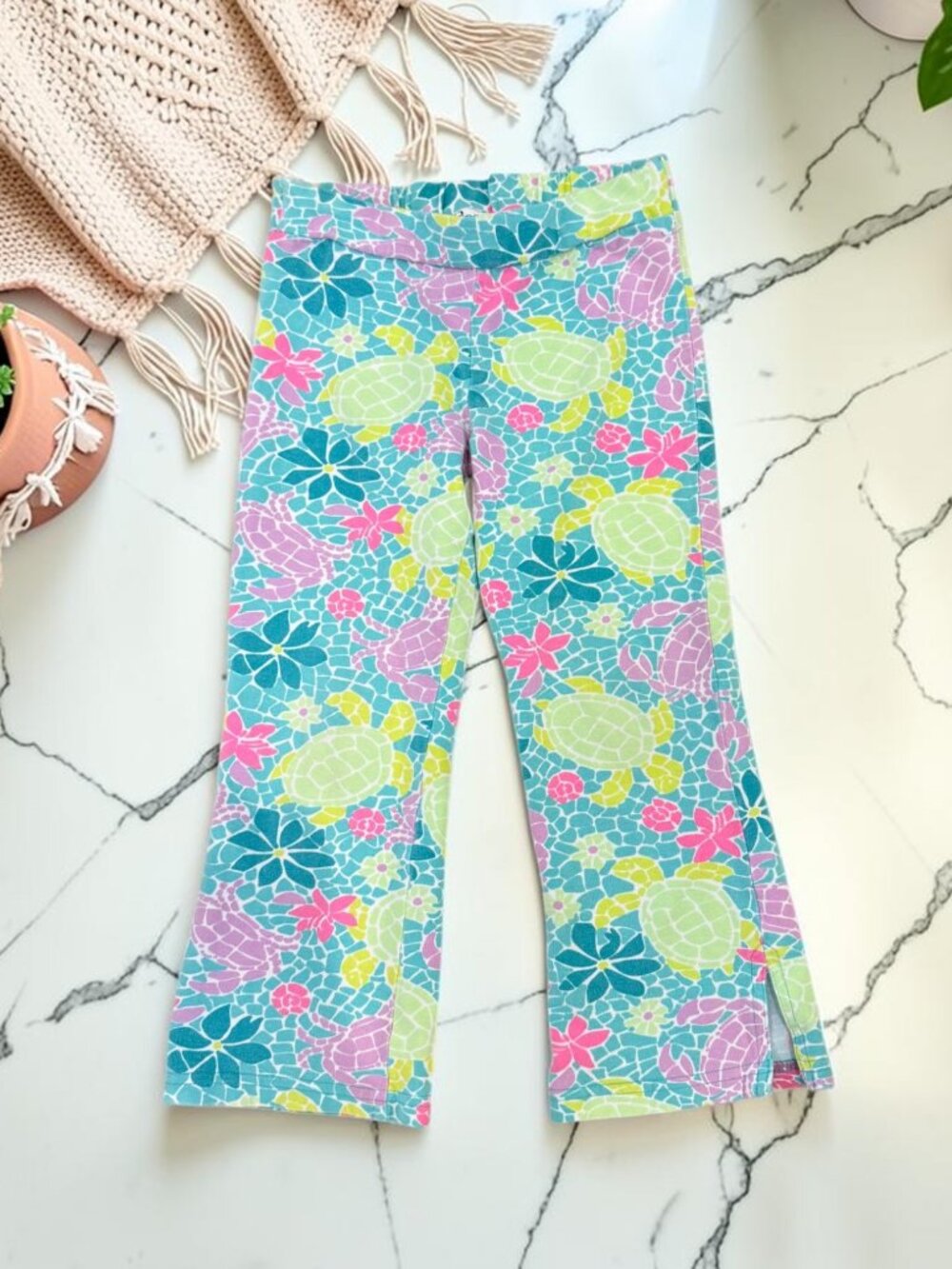 Vintage Lilly Pulitzer Girls Size 4T Pull On Flare Pants Cotton